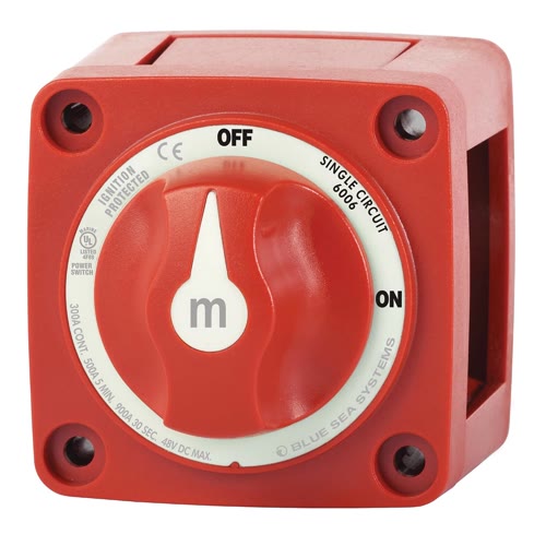Blue Sea m-Series on-off battery switch, model 6006, red