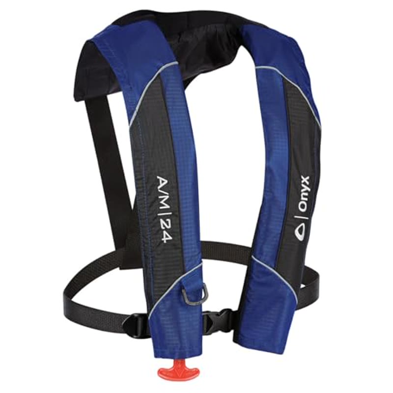 Onyx A/M-24 automatic and manual inflatable life jacket, blue, part 132000-500-004-15