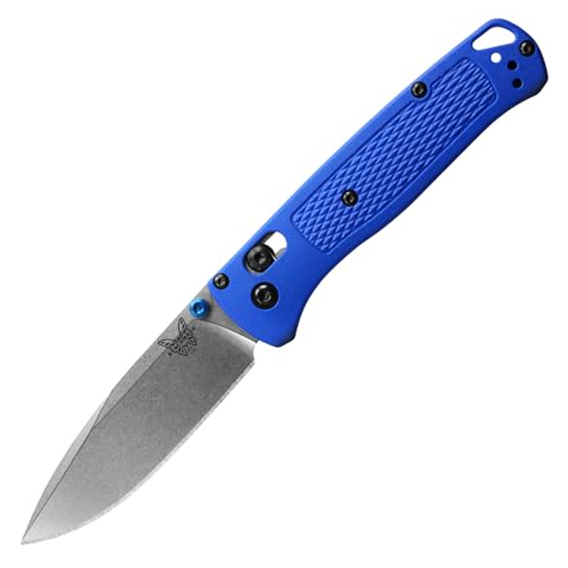 Benchmade Bugout folding knife, model 535, blue Grivory handle