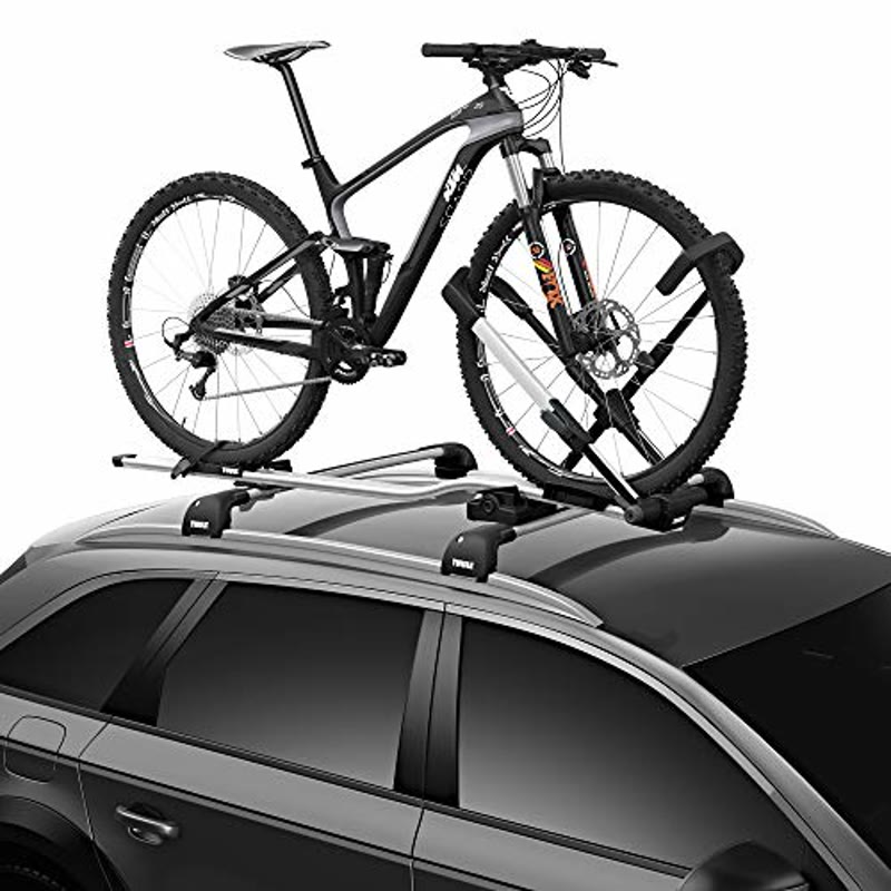 Thule UpRide upright roof bike rack, no bicycle in the photo
