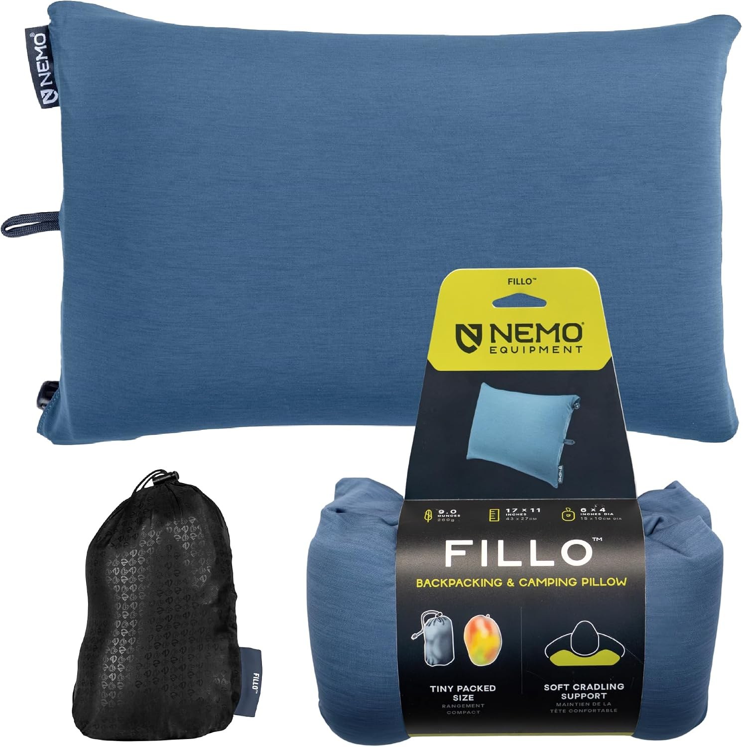 NEMO Fillo camping pillow in Blue Horizon
