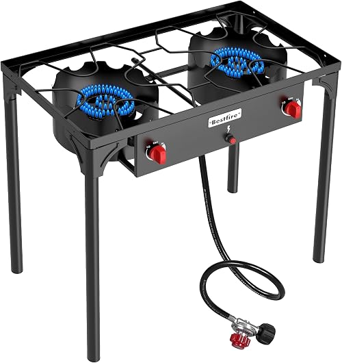 BESTFIRE 2-Burner Propane Camping Stove