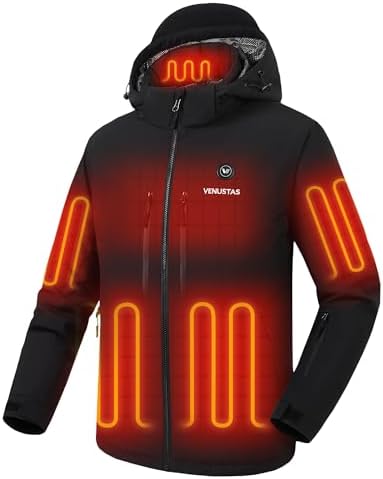 Venustas 12V Men's Heated Softshell Jacket with Battery & Detachable Hood