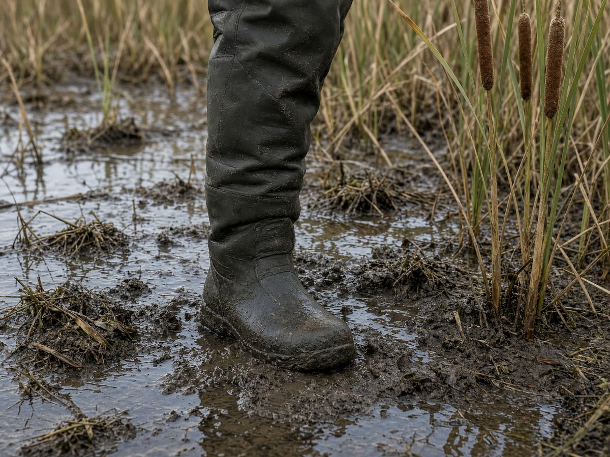 A bootfoot you can walk a levee in is the wader. A 1000-gram listing in October is the ad.