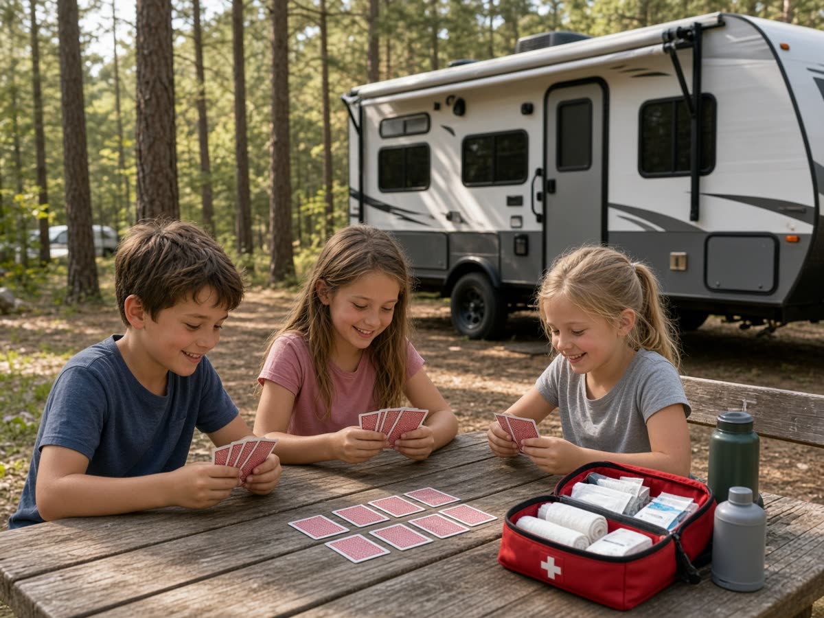 A picnic table, a card game, a pouch you opened. A stop every two hours is the plan.