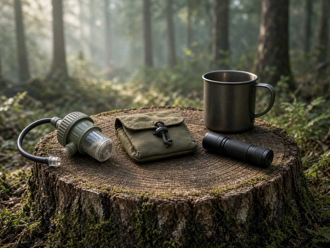 Six things: sleep you have tried, water you can make, light, a kit, a layer, a check-in.