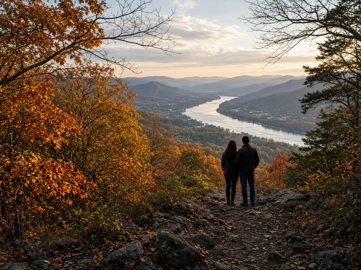 A short overlook and a river in October. The summit can wait until the next front.