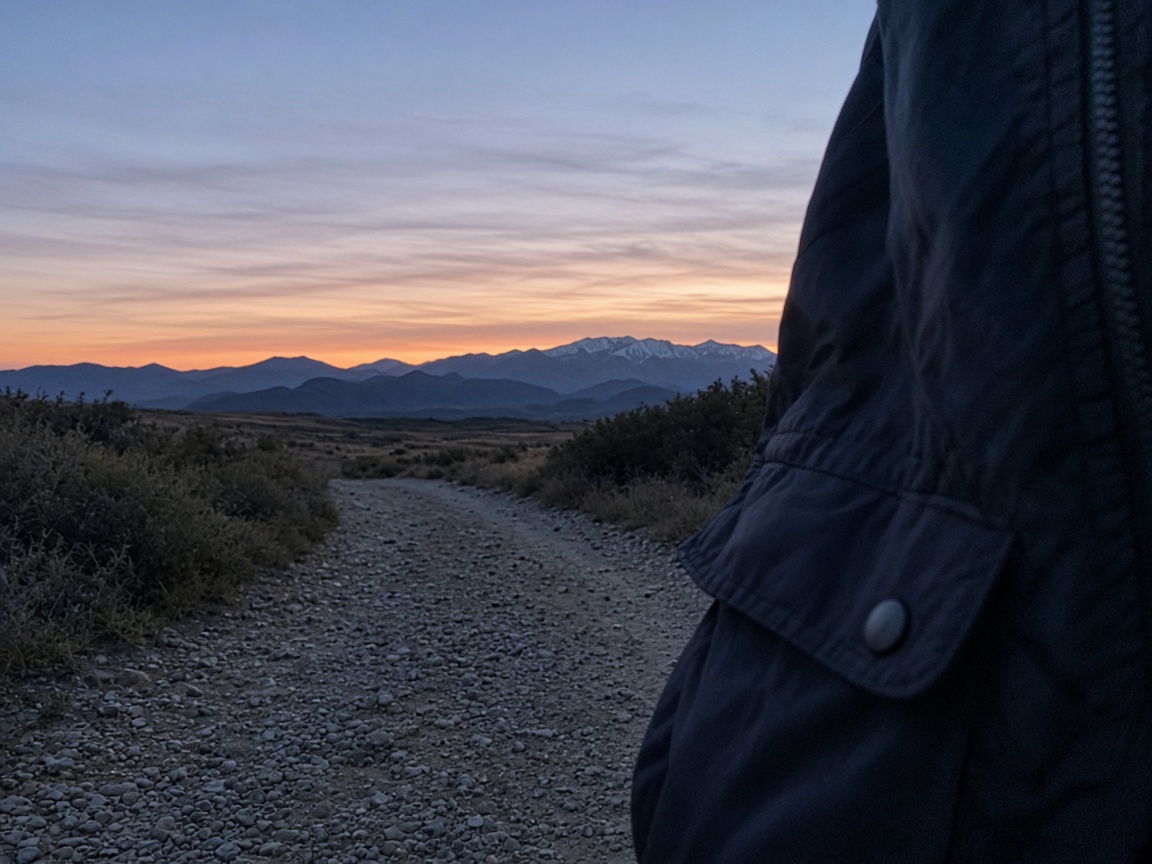 A trailhead at last light. The can belongs in a known pocket, not a junk drawer.