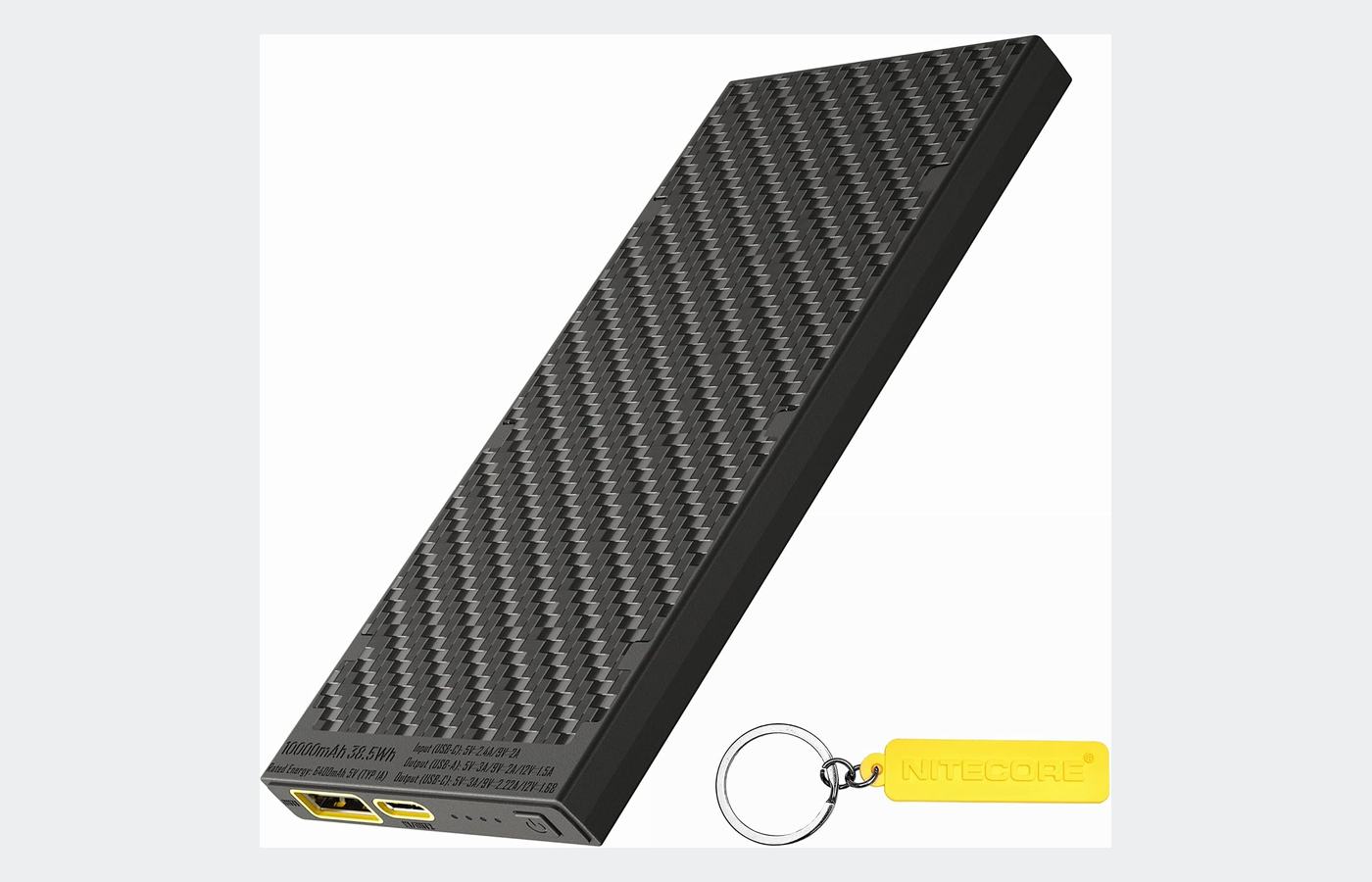 Nitecore NB10000 Gen 2 power bank, black, with USB-C and USB-A ports.