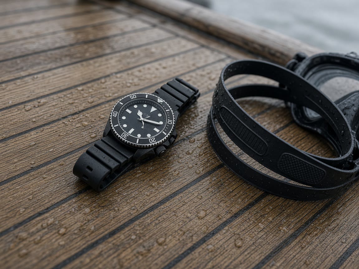 A 200-meter analog on a wet gunwale. The bezel is the timer. The computer is a later shop.