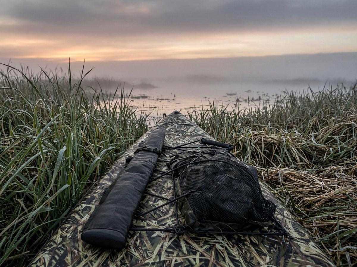 A scabbard and decoys that stay on deck are the hunt. Camo print is not.