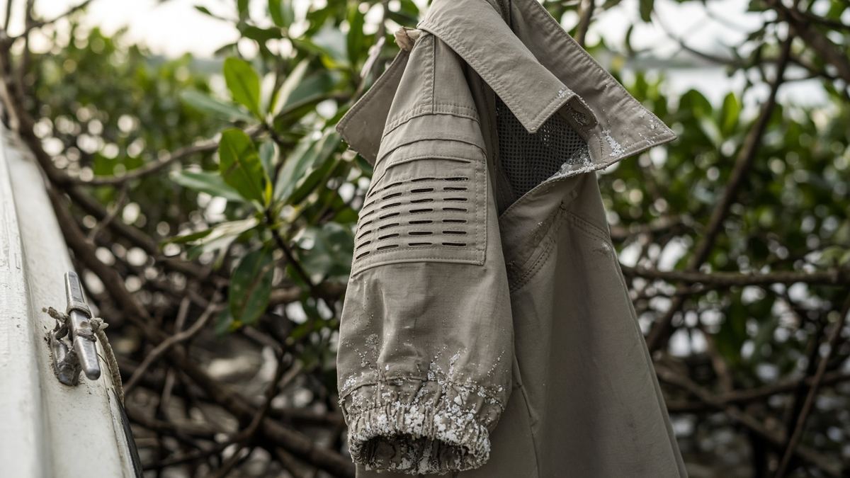 Salt on a cuff you will rinse is the shirt. A boat catalog is the ad.