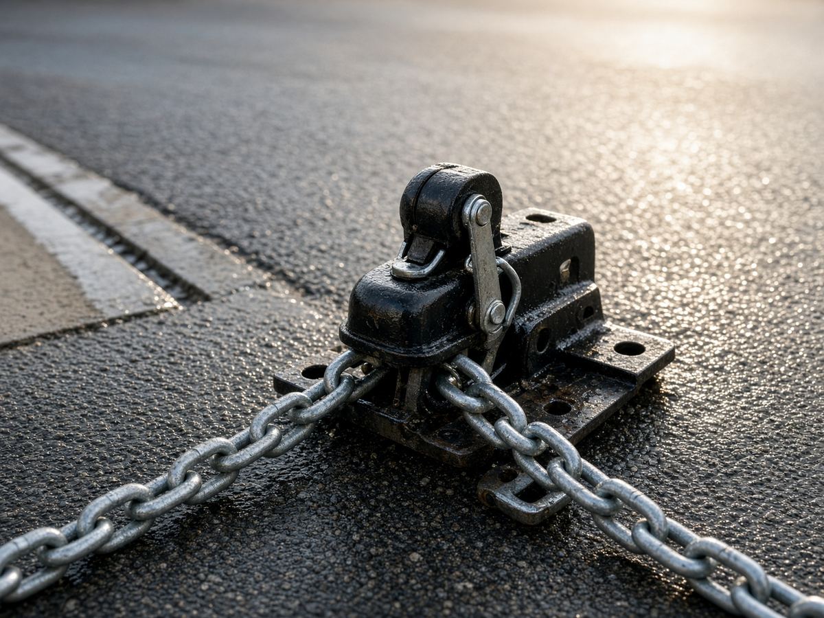 The coupler and the chains are the trailer. A stock photo of four yaks is the ad.