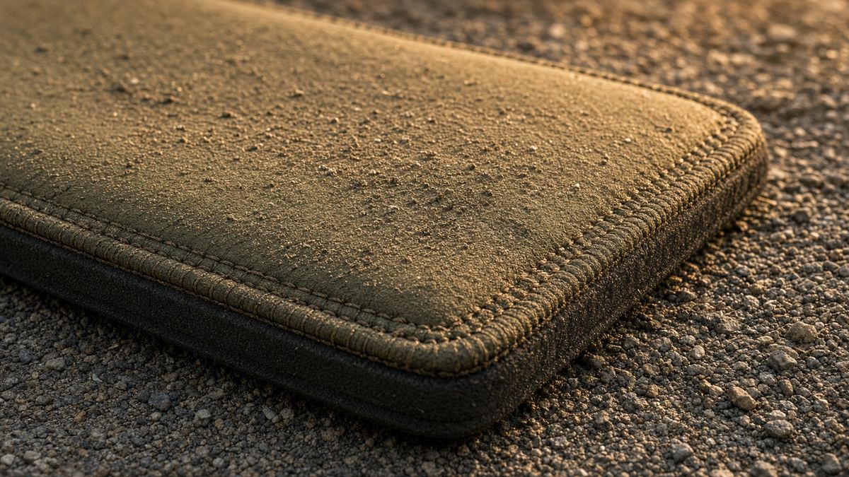 Thickness under the elbows is the mat. A logo in the middle is the catalog.