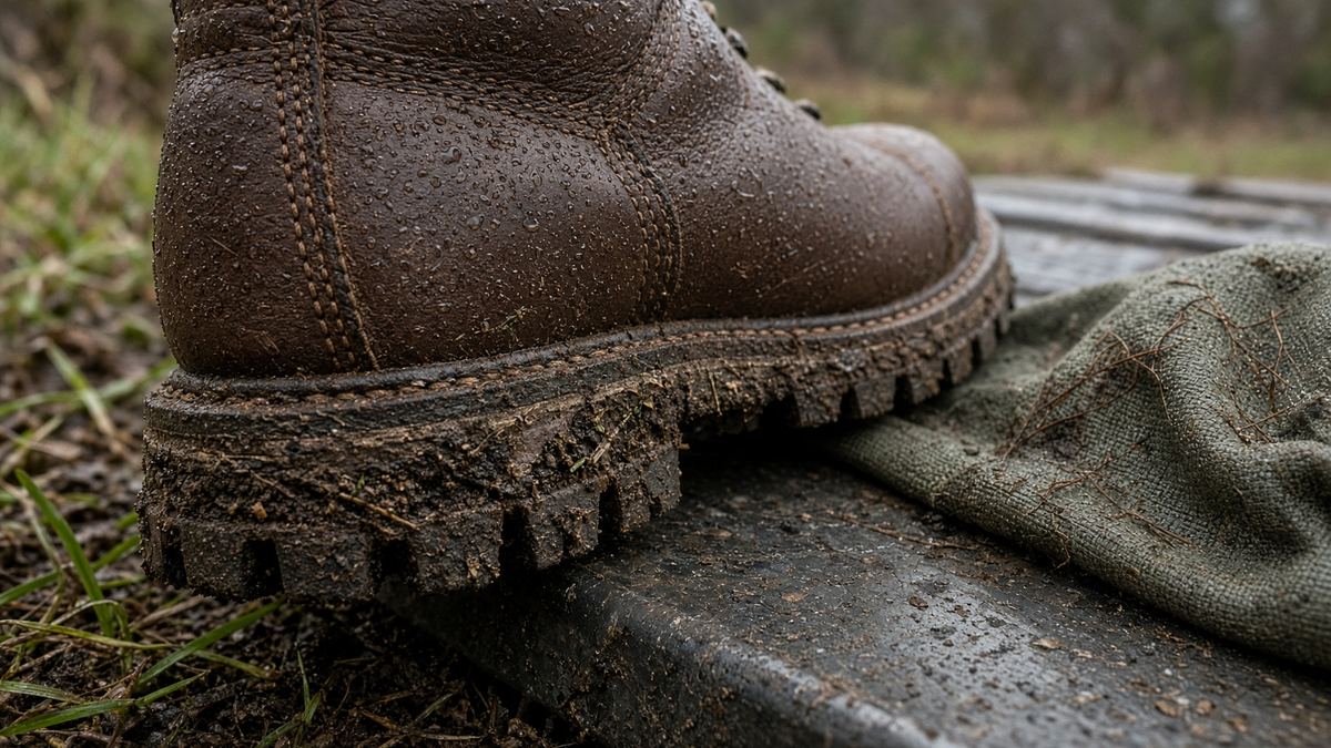 A welt and a prairie lug with grass seed in it is the product. A catalog moc-toe is the ad.