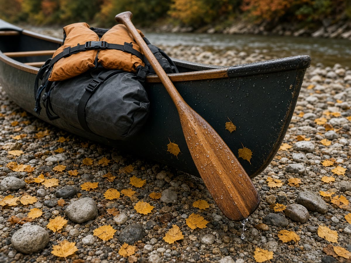 A quiet late-September river after the raft season. Low water is new geometry. The vest stays buckled.