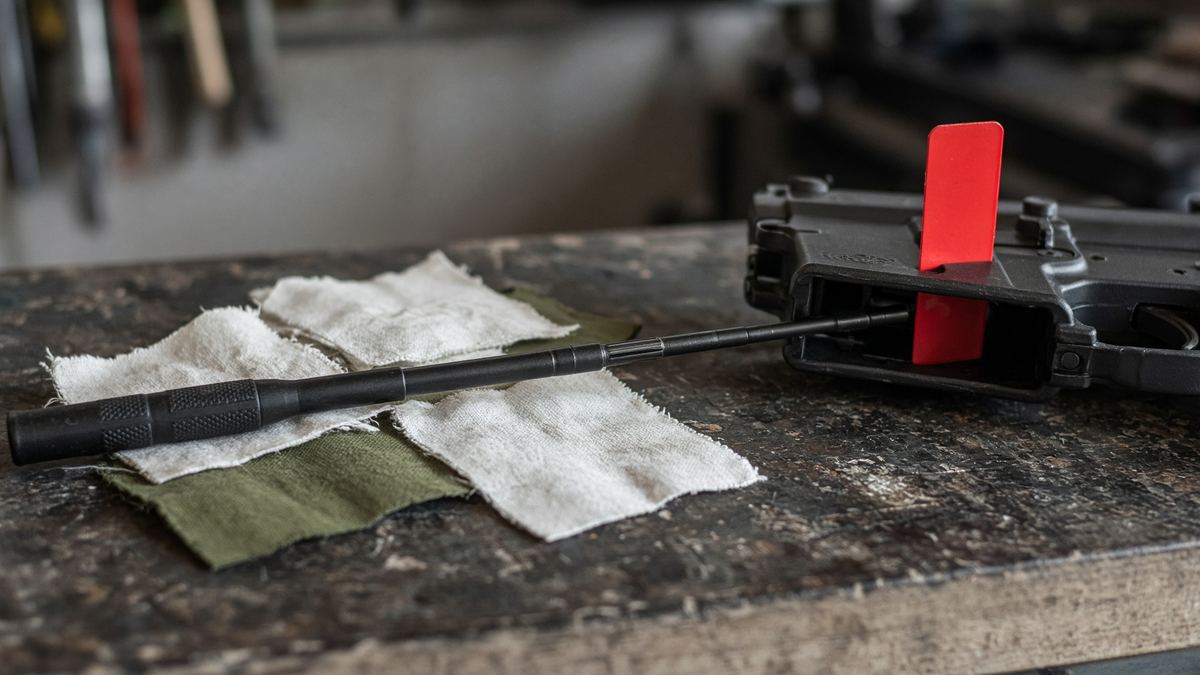A coated rod and a chamber flag are the kit. Forty mystery picks are the box.