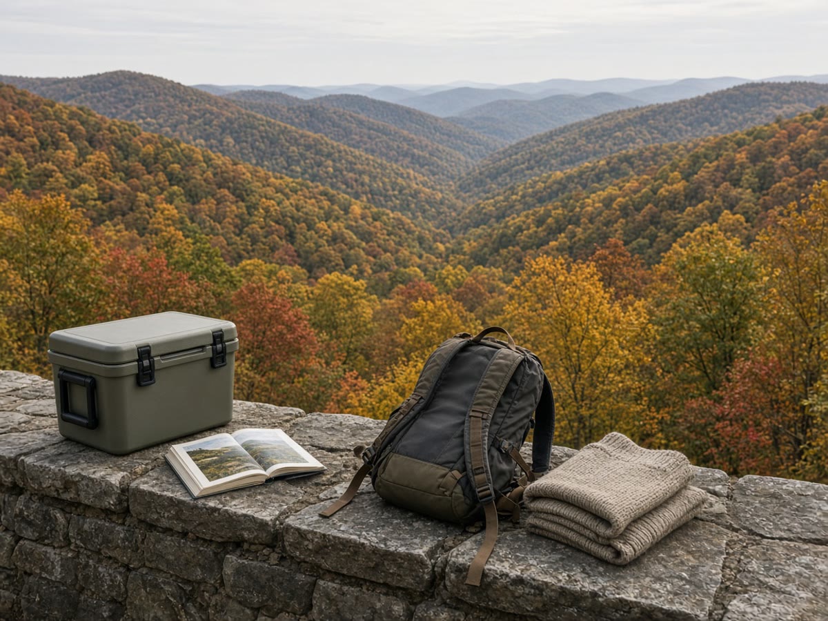 A quiet Saturday overlook before peak color. The two-lane is still a two-lane. Peak weekend is a crawl.