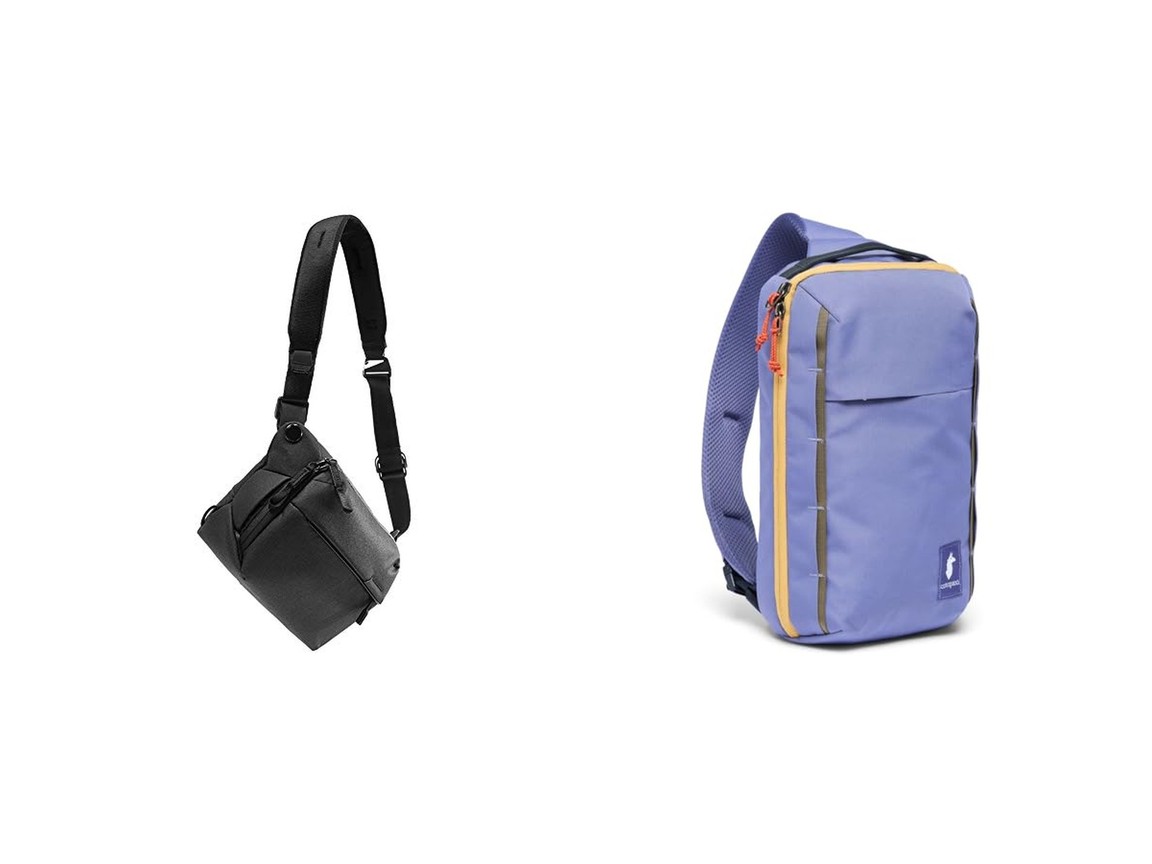 A Peak Design Everyday Sling 6L and a Cotopaxi Todo 16L on a plain background