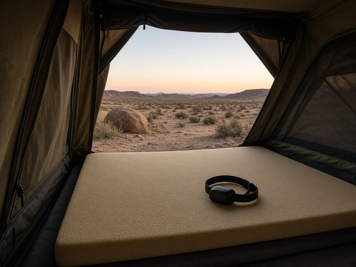 A truck tent on a bed in a legal pad. Payload you wrote. Not a catalog cathedral.