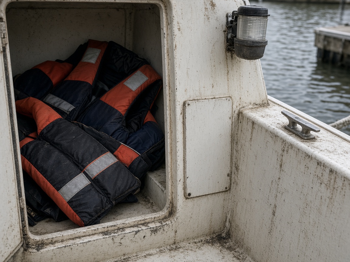 Sea trial, survey, plate, jackets on, fuel you smelled, lanyard clipped.
