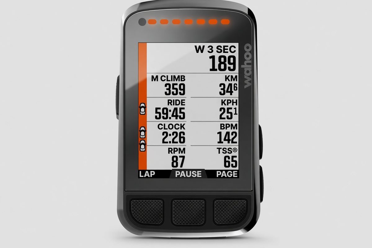 Wahoo ELEMNT BOLT bike computer, model WFCC5, black, on a plain background.