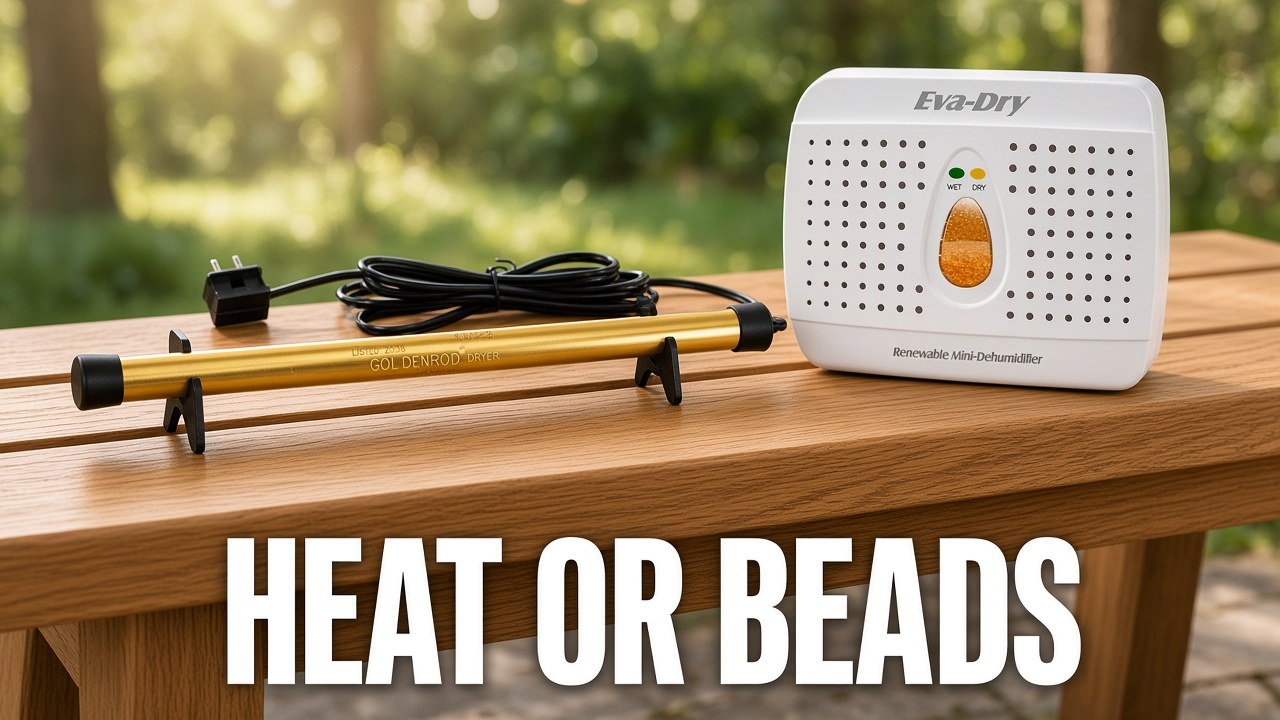 Lockdown GoldenRod dehumidifier beside a white Eva-Dry E-333, with no firearm