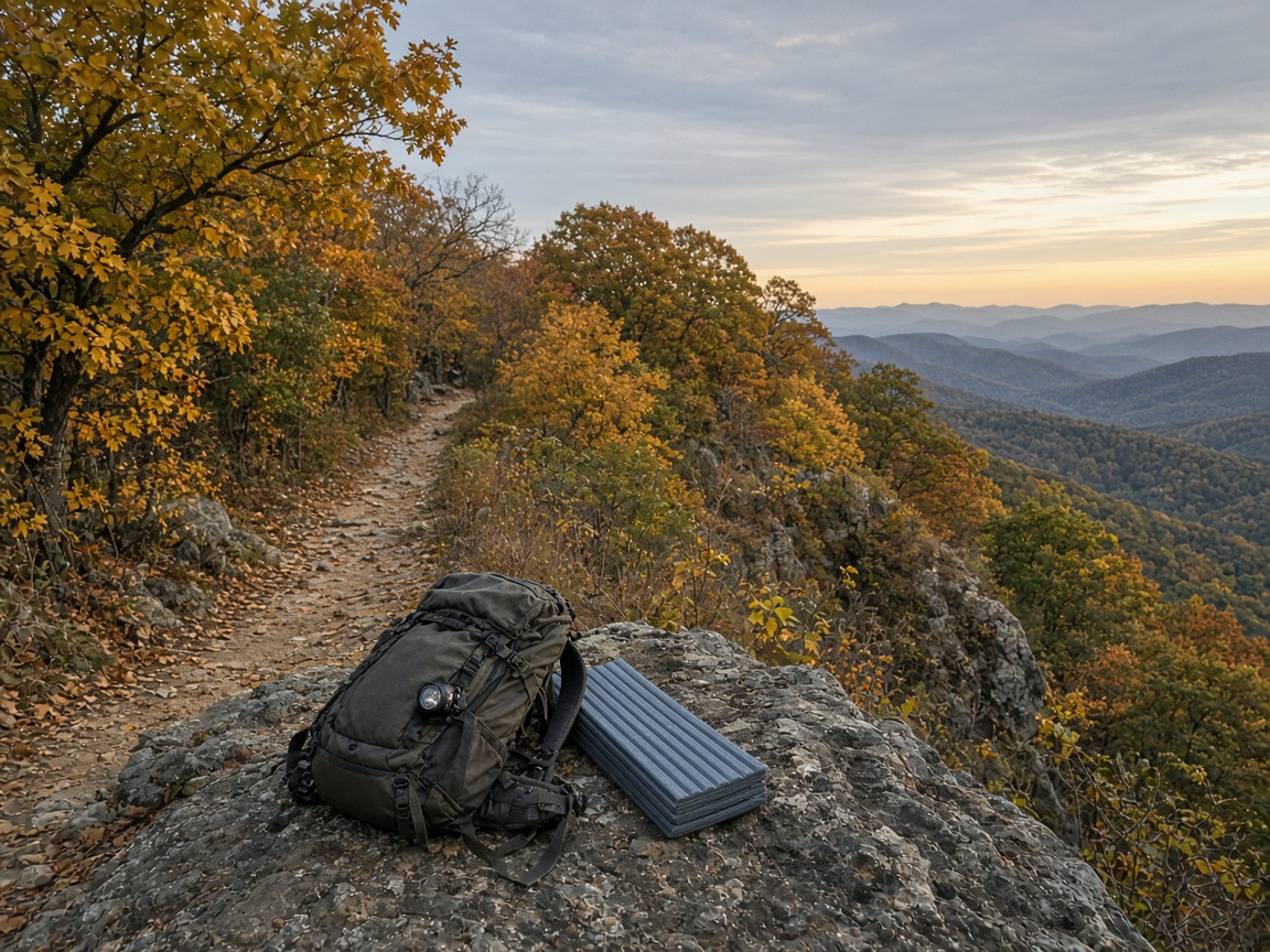 A late-September ridge lot after Saturday checkout. The weekend tents left. The hike starts here.
