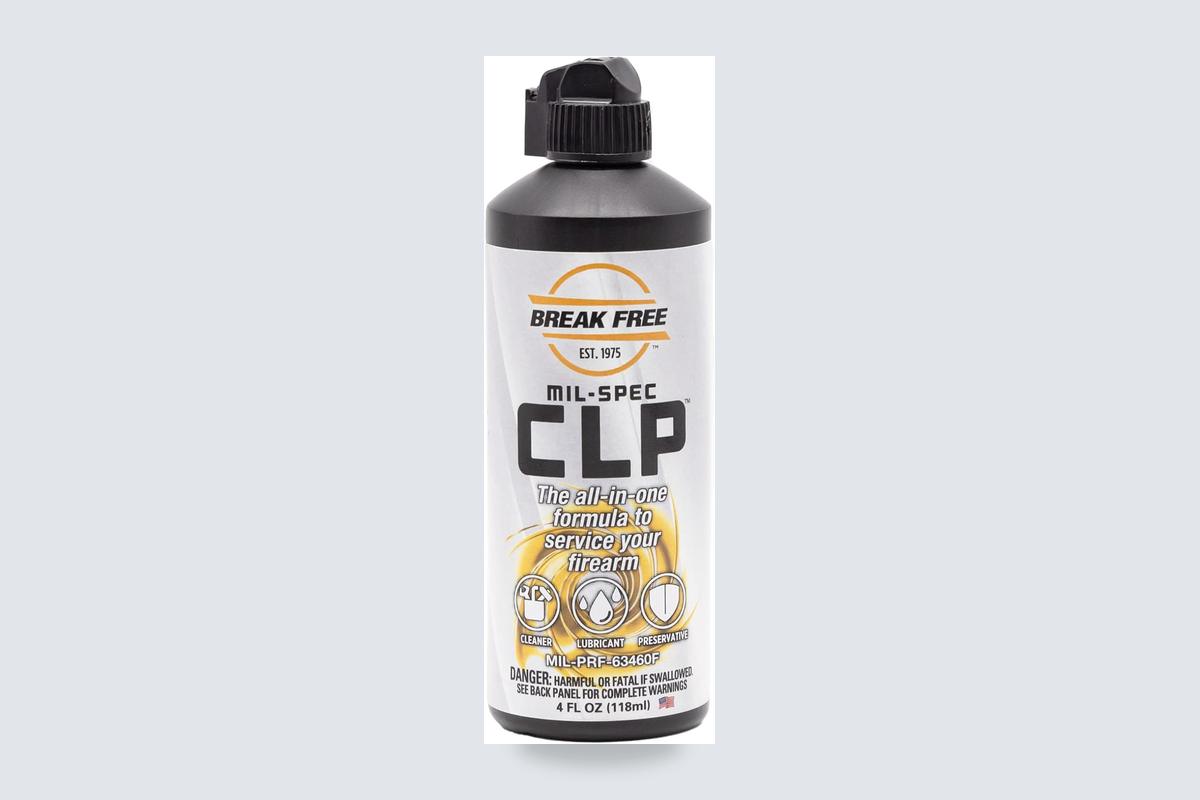 Break-Free CLP squeeze bottle, model 1009233, a 4-ounce cleaner lubricant and preservative.