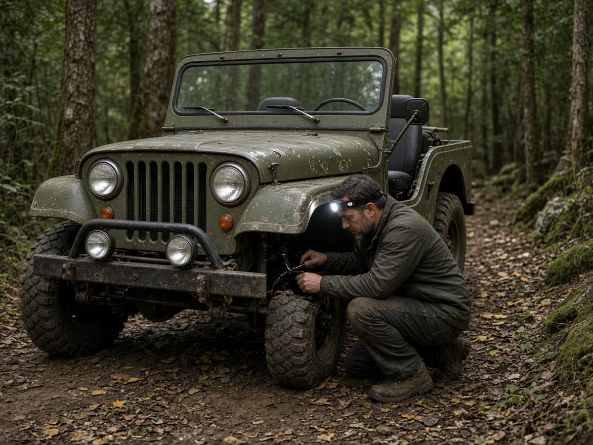 A Jeep that still stops, then a rope. Chrome can wait a year.