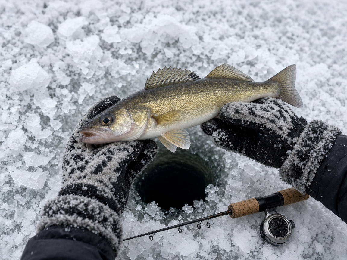 A hole on packed snow, a rod you can still thumb, a walk you can still reverse.