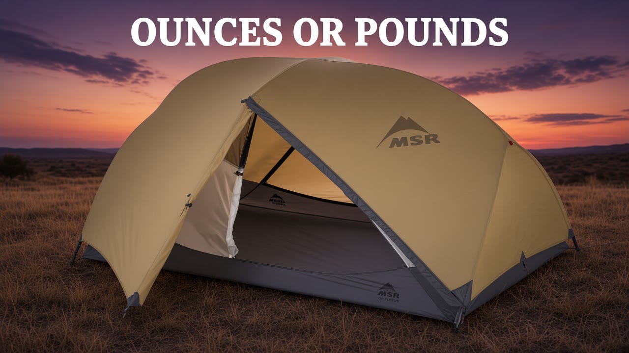 MSR backpacking tent on a magazine cover with the headline Ounces or Pounds
