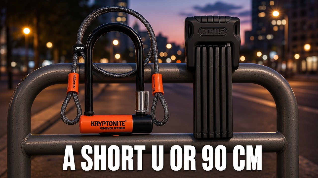Kryptonite Evolution Mini-7 U-lock and ABUS Bordo 6500K folding lock on a magazine poster
