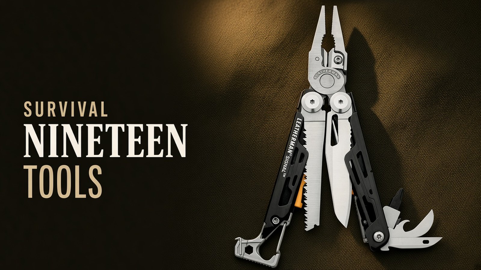 Leatherman Signal multitool, model 832262, on a magazine cover