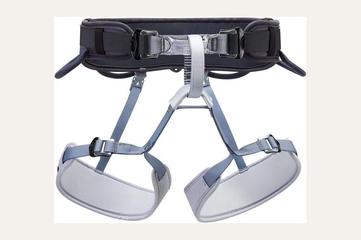 Petzl Corax climbing harness, style C051AB01, dark gray, size 2.