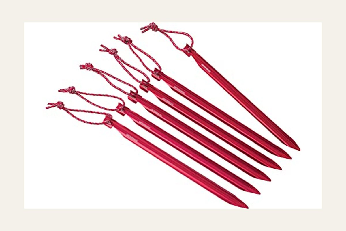 MSR Groundhog tent stakes, model 05807, red Y-beam, six in the kit