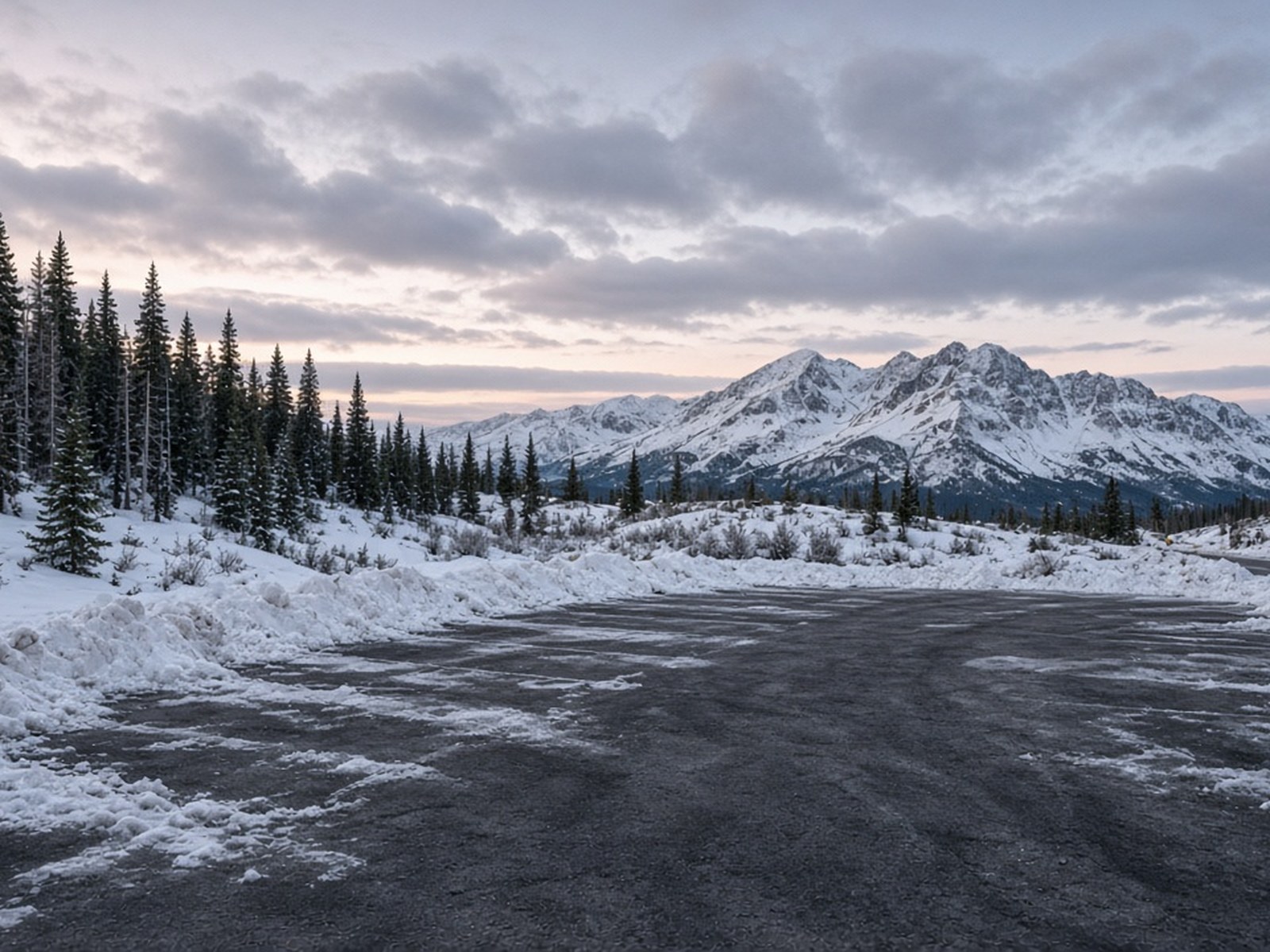 A plowed lot is the destination. A two-track luge is a recovery.