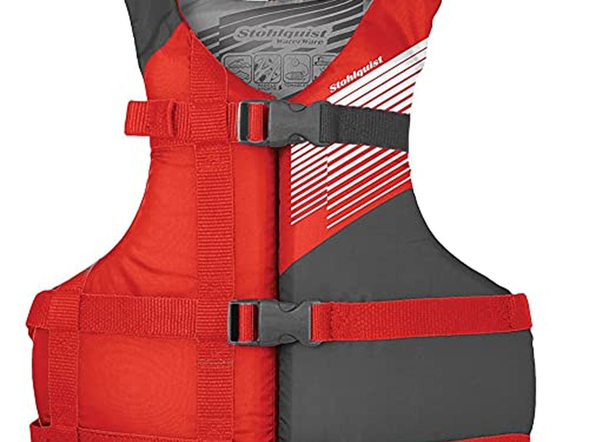 Stohlquist FIT Type III. Three buckles, a thin back for a high kayak seat. This is not a zippered paddle vest.