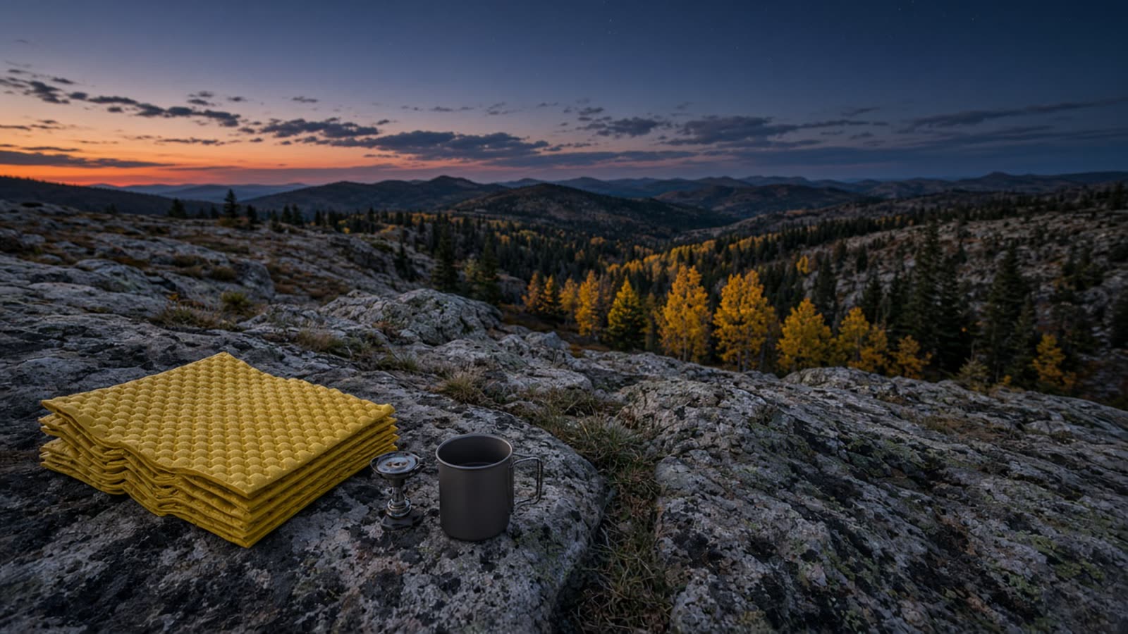 First fall night on a granite ridge with a closed-cell pad and a stove at equinox dusk