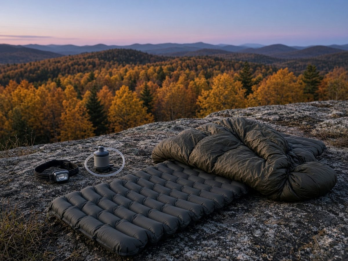 A weekday ridge on the last summer night. The pad is the floor. Dark equals day tomorrow.
