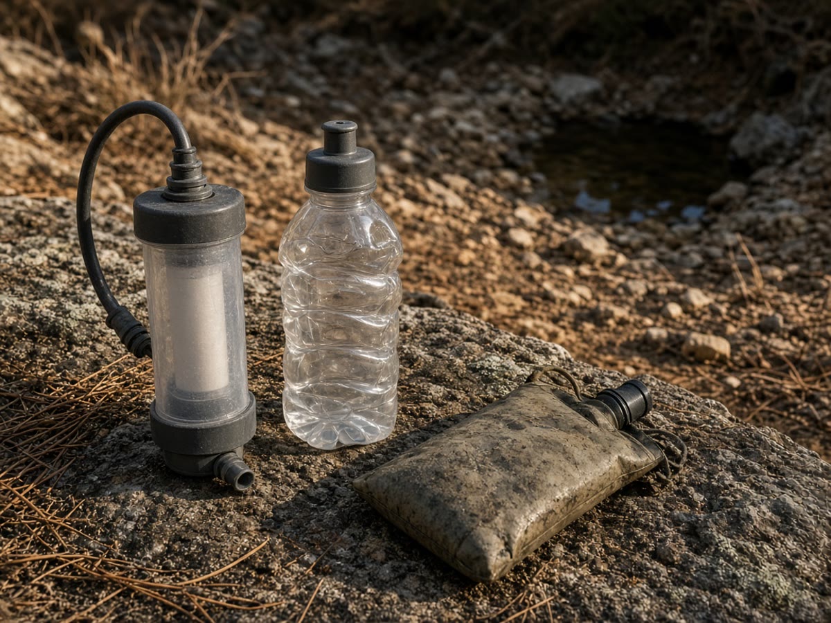 A late-September seep reduced to a stain on rock. The overnight is a carry. The map is a rumor until you see water.