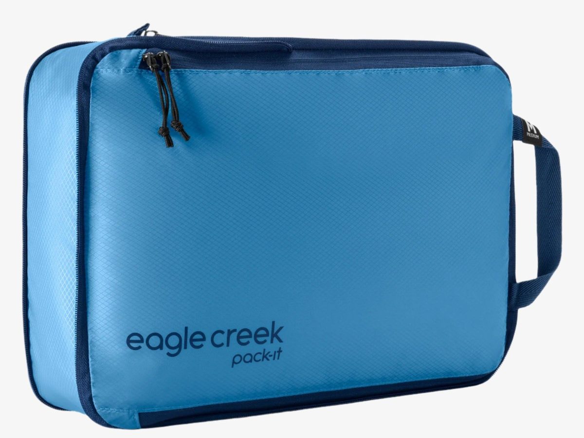 Eagle Creek Pack-It Isolate compression cube in citrus, empty and ready to pack.