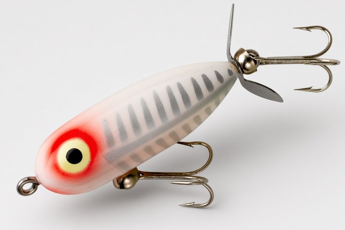 Heddon Tiny Torpedo, model X0360XRW, red shore minnow prop bait.