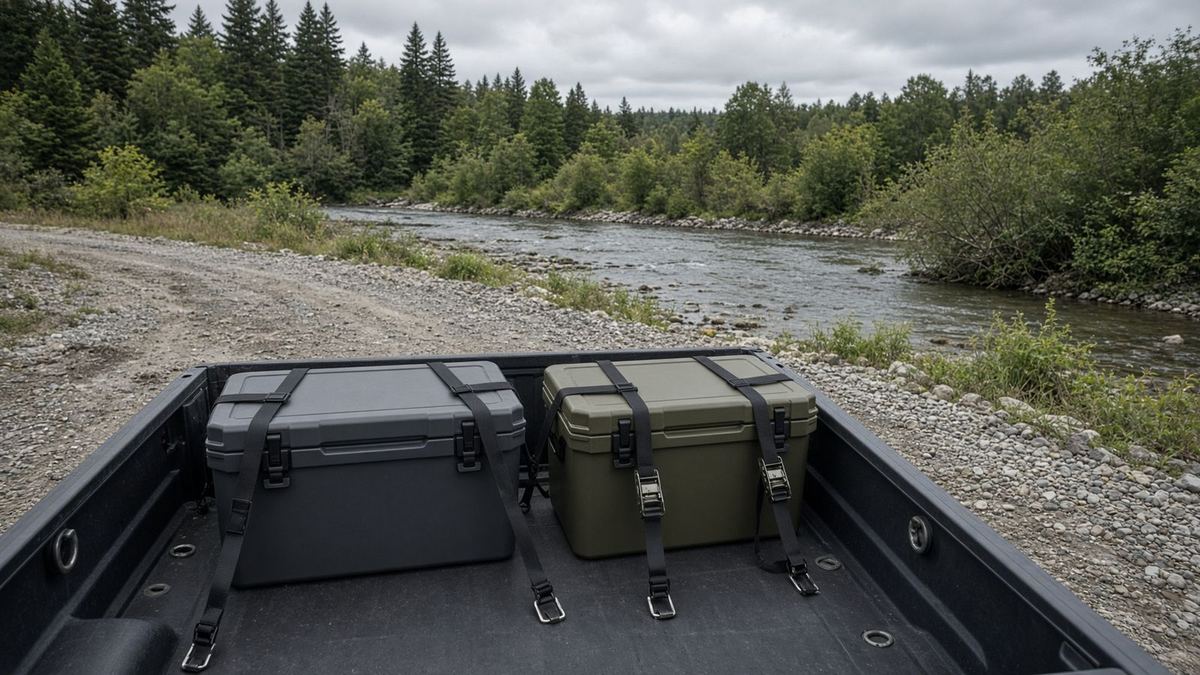 A cooler that lives in the bed has to take UV, grit, and being used as a step.