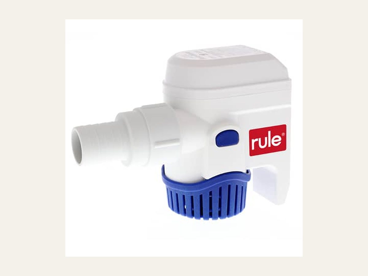Rule-Mate automatic bilge pump. The sensor is in the body, so there is no separate float switch.