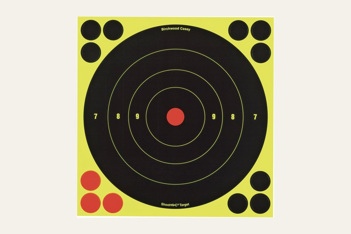 Birchwood Casey Shoot-N-C paper bullseye targets, part 34805, with no firearm