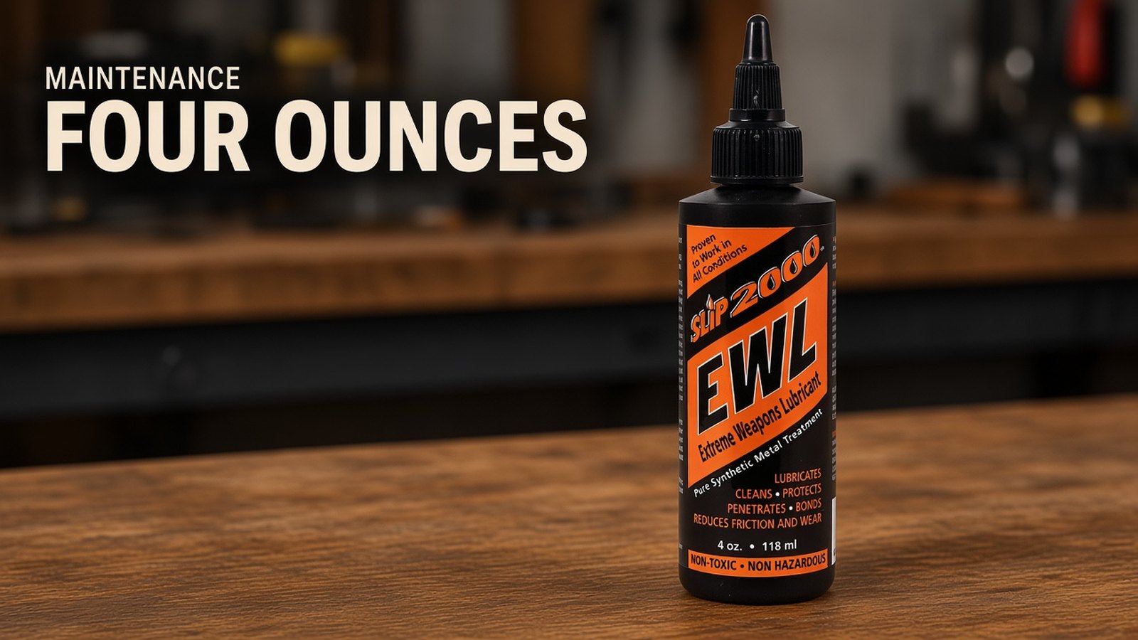 Slip 2000 EWL 4 oz squeeze bottle on a magazine cover, no firearm