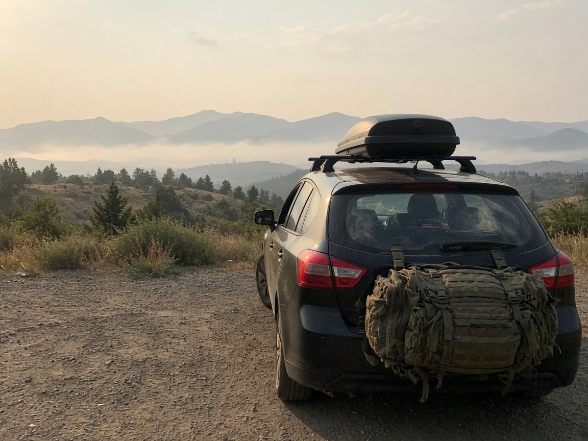 Leave while the road is still a road. A ridge is a chimney, not a viewpoint.