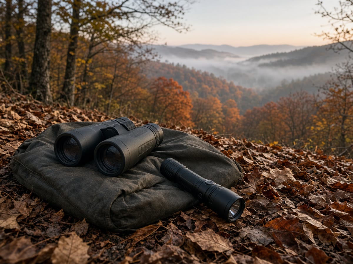 Glass on a ridge at first light. Name the deer and the dirt beyond it.