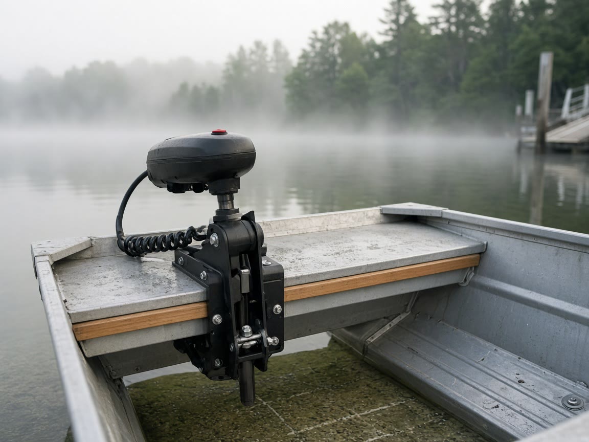 A transom tiller and a 12-volt on a jon. Shaft length is the first number.